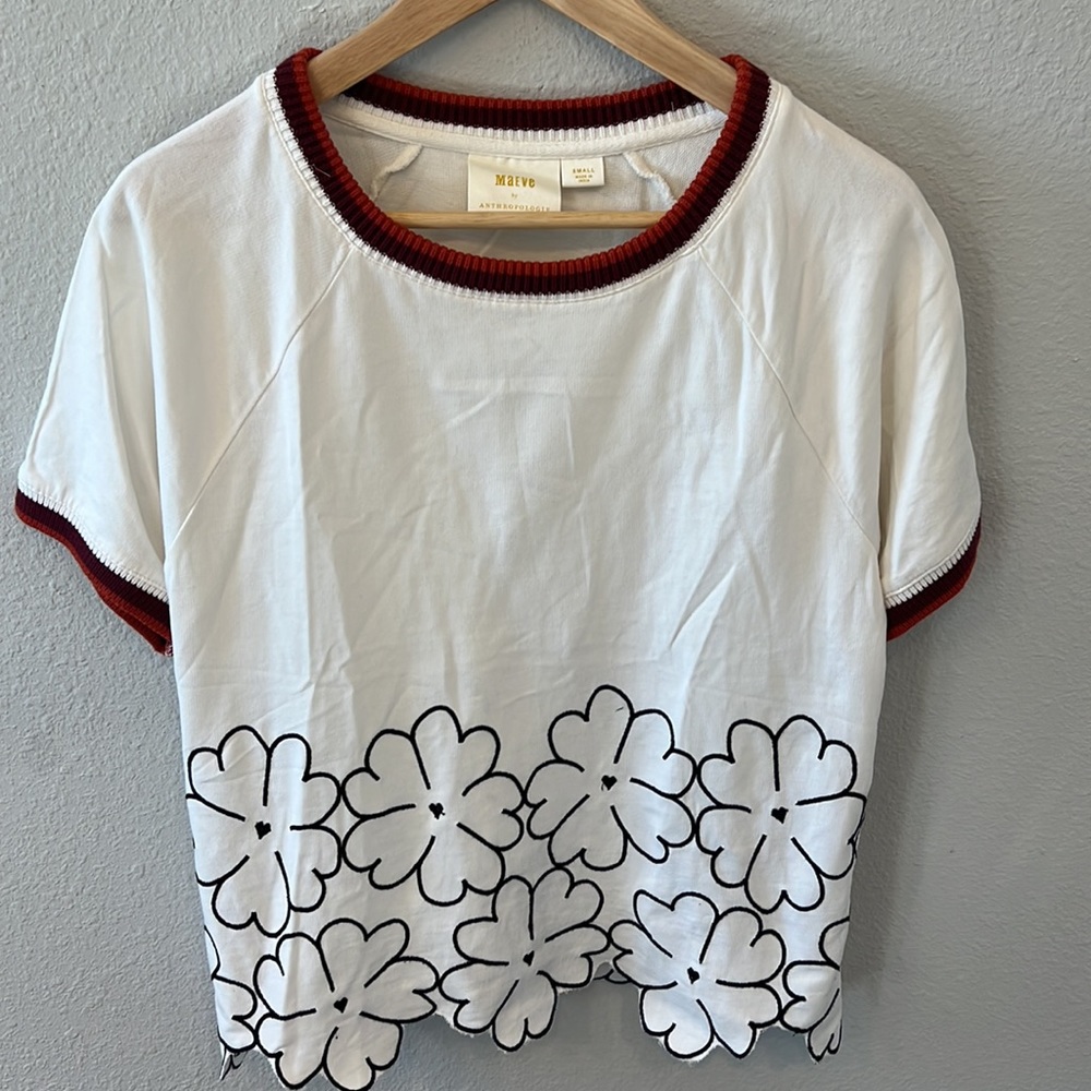 Anthropologie Maeve Floral Cut out short sleeve size S